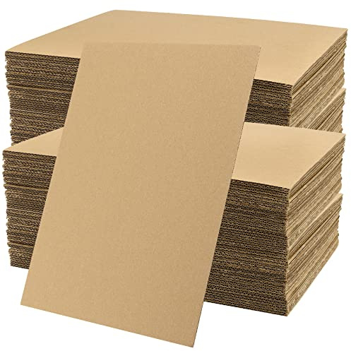 MOUYAT 50 Pack 12 x 16 Inch Corrugated Cardboard Sheet 1/8 Inch 3mm Thick, Rectangular Corrugated Cardboard Filler Insert Flat Shipping Pads for Packing, Mailing, Art Craft Card Board Backing, Brown
