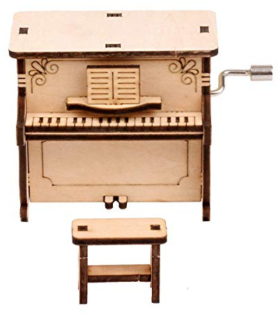 Puzzle 3D en bois pour piano - Boîte à musique 3D à manivelle (piano droit)