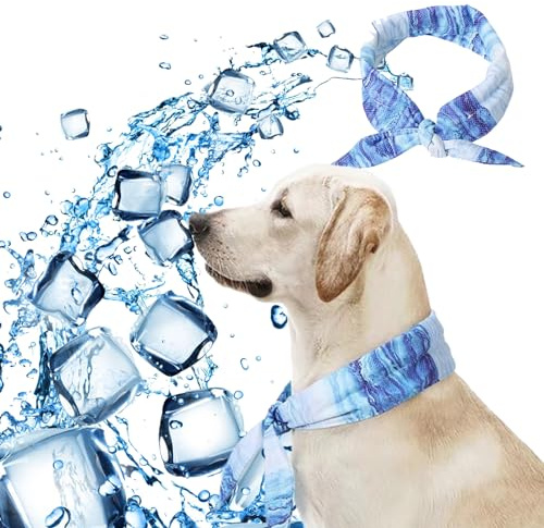 PLUSHCEWT Dog Cooling Bandana,Summer Dog Bandanas,Pet Cooling Collar,Cooling Ice Collar for Dog Cat,Pet Dog Summer Instant Dog Cooling Collar for Outdoor Hunting Training and Camping (L)