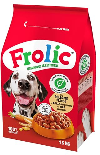 Frolic Helfoder för hund, torrfoder med smak av färsk fjäderfä, 4 påsar på 1,5 kg