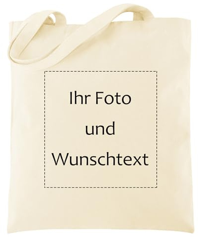 CHIC DIARY Personalisierter Stoffbeutel Bedruckt Jutebeutel mit Bild Text Selbst Gestalten Einkaufstasche Tragetasche Canvas Tasche