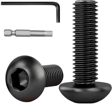 Dayalo Lot de 15 vis M8 x 20 mm à tête bombée M8 à six pans creux, en acier inoxydable A2 V2A, oxyde noir, filetage complet, avec clés à six pans creux et embout