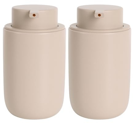 BosilunLife Seifenspender Spülmittelspender, 350 ml Seifespender Keramik Nachfüllbar, Großer Pumpenkopf, Stylisch und rutschfest, BPA-frei für Küche, Bad (Khaki, Flüssigseifenspender)