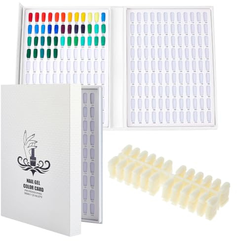 SUPERFINDINGS Nail Color Display Book with 240Pcs White Nail Tips Nail Gel Polish Display Board Nail Color Chart Display Nail Polish Sample Book with Replacement Tips Tools
