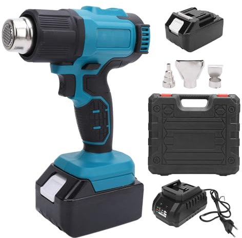 Pistola de calor de Gearwell, herramienta de aire caliente inalámbrico de 18 V. Kit de pistola de calentamiento de temperatura Variable de pantalla LCD
