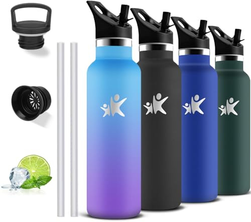 Borraccia 750 ml, Borraccia Termica Senza BPA, Borracia con Cannuccia, Senza Perdite, Bottiglia Termica, Isolato Sottovuoto, Borracce Termiche per Campeggio, Viaggio, Corsa, Fitness, Palestra