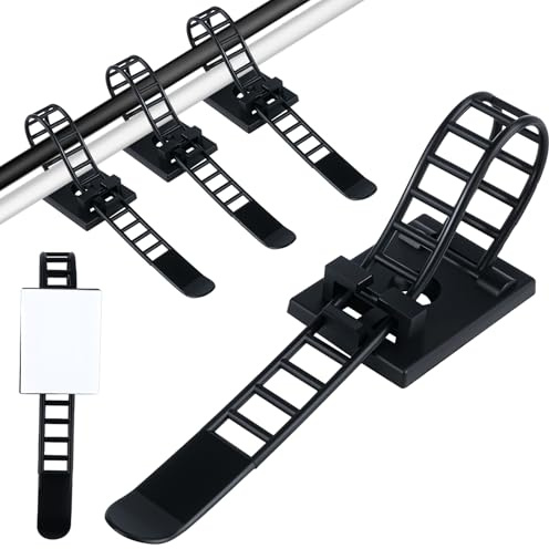 60 Stück Kabelbinder und Kabelclips mit Klebehalterung, Kabelhalter Selbstklebend, Nylon-Kabelbinder Drahtclips Klemmen Organizer, Kabelmanagement Kabelhalter für den Schreibtisch