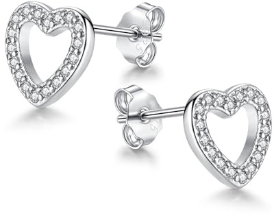 Cangall Ohrstecker Silber 925 Klein, 925 Sterling Silber Stern/Herz Ohrtecker mit AAAAA Cubic Zirkonia, Hypoallergen Schlafen Knorpel Tragus Flache Damen Ohrringe Stecker Ohr Piercing für Mädchen