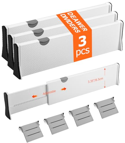 Verstellbare Schubladenteiler,3 Schubladenteiler länge 38-54 Cm Höhe 10 Cm | Multifunktionale Aufbewahrungs Geeignet Für Küche Kleiderschrank Kommode Schlafzimmer (Weiß)