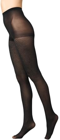 Goldenpoint Donna Collant Coprente Fantasia Rombi con Lamè con Cuciture Comfort e Tassello Igienico Taglia M Colore Nero