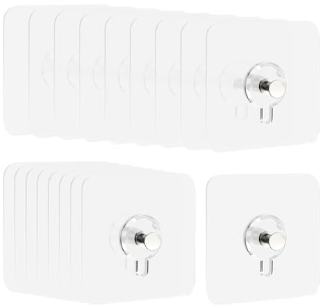 SYEYCW 18 Piezas Ganchos Adhesivos para Pared, Transparente Cuelga Facil Sin Clavos, Colgar Cuadros Sin Agujeros, para Colgar Cuadros, Relojes, Espejos, Pinturas Decorativas, Peso Máximo 5KG