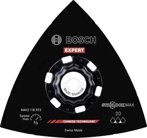 Bosch 1x EXPERT MAVZ 116 RT2 Schleifplatten (für Mörtel, Leim, Ø mm, Körnung 20, Professional Zubehör Multifunktionswerkzeug)