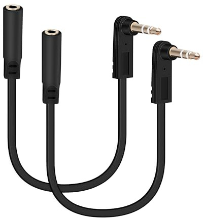 GELRHONR Cable alargador de audio de 3,5 mm, 0,5 pies, conector TRS macho de 1/8 a conector hembra, cable auxiliar para auriculares, ordenadores portátiles y teléfonos, paquete de 2 unidades