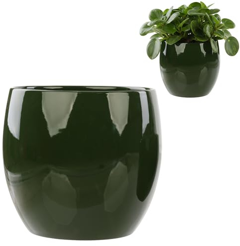 botle Blumentopf-Keramik-Kugel, grüne Kugel, Glänz, Glatt, Ø 19 cm, H 20 cm, handglasiert, Pflanzenabdeckung, Heimdekoration, Dekoration, stilvoll, modern,Ohne Wasserablauf