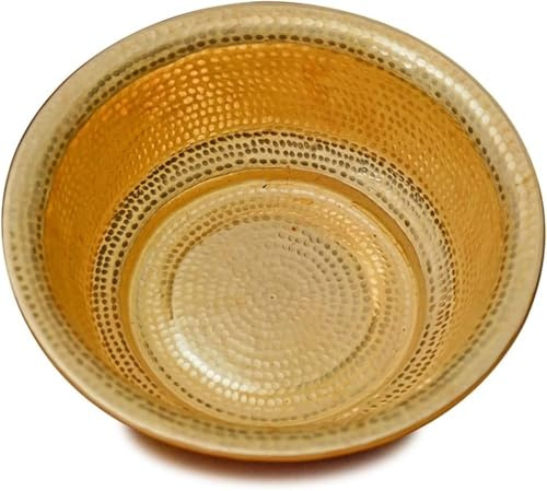 Bassin à Pieds Mariage en Cuivre Artisanal Grand Bac à Pédicure pour Cérémonie Baignoire de Spa Design Luxe avec Bord Large Cadeau(Brass,13.4)