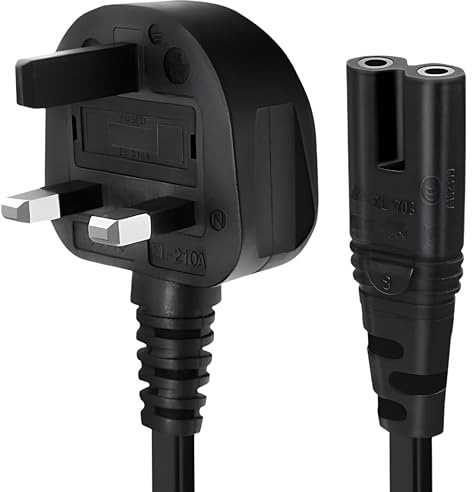 Figure 8 Power Cable UK 3 Pin Plug to IEC C7 Mains Lead – Replacement TV Power Cord for PS5, PS4, Xbox, Monitor, Printer, DVD Player & Radio – BS1363 Fused Plug – (1.5M(Meter) Long Cable)