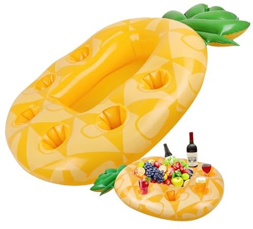 Ananas 7 Fori Portabevande Gonfiabile, ZoneYan Piscina Gonfiabile, Portabicchieri Gonfiabili, Bar Piscina Portabottiglie, Galleggiante Porta Bevande, per l'Estate All'Aperto Piscina Spiaggia