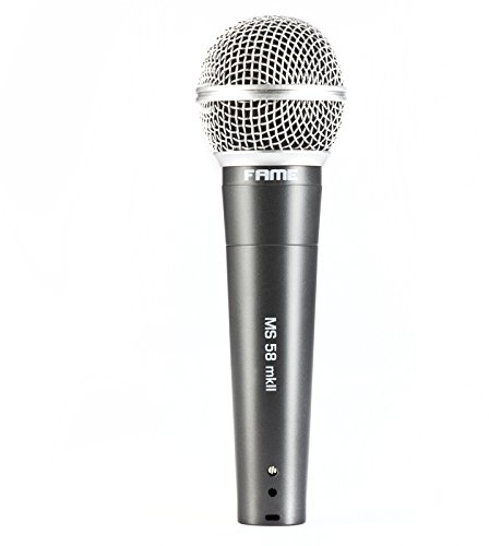 Fame Audio MS 58 MKII Dynamisches Gesangsmikrofon, Handmikrofon mit Nierencharakteristik, 50Hz-14kHz Frequenzbereich, Inklusive Mikrofonklemme, Ideal für Live-Einsatz und Studioaufnahmen
