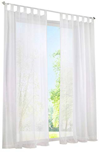 BAILEY JO 1er-Pack Gardine mit Schlaufen Vorhänge Transparent Voile Vorhang (BxH 140x225cm, weiß)