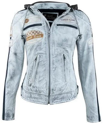 Urban Leather 58 Veste de Moto avec Protections - Femme - Gris vintage - M/40