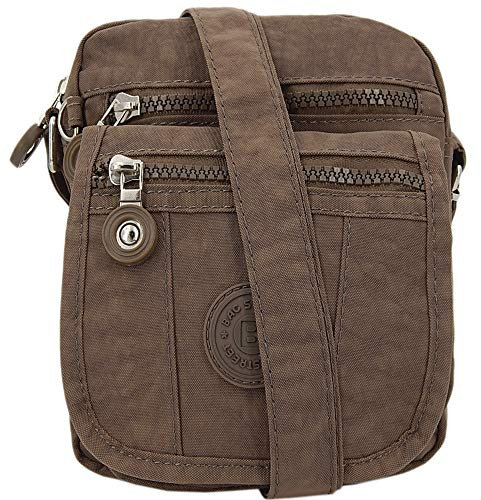ekavale kleine Umhängetasche Damentasche aus hochwertigem wasserabwesendem Nylon Schultertasche (Braun)