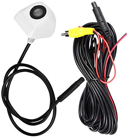 Hlyjoon 170 grados Gran angular Mini Cámara de Marcha Atrás para Vehículos Estacionamiento a Prueba de Agua Visión Nocturna CCD Cámara de Visión Trasera Universal (Blanco)