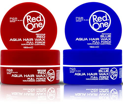 RedOne Hair Styling Wax Red & Blue 2x 150 ml | Edge Control | Hair Gel Wax | Ultra Hold | Strawberry & Bubblegum Scent | Men & Women Hair Wax | Maximum Control