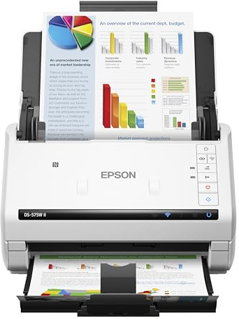 Epson DS-575W II Kabelloser Farb-Duplex-Dokumentenscanner für PC und Mac mit 50-seitigem automatischem Dokumenteneinzug (ADF), Twain- und ISIS-Treibern, Epson Smart-Panel-Mobile App