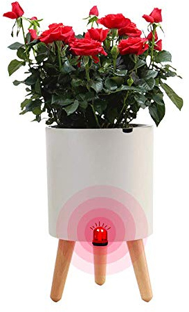 Yuepin Pot de Fleur Intelligent avec Support, Pots de Plantes Intérieur & Extérieur, Bac à Fleurs Auto-Irrigation en Plastique Rond, 19cm Pot avec Réserve d'eau et Alarme de Niveau d'eau (Blanc)