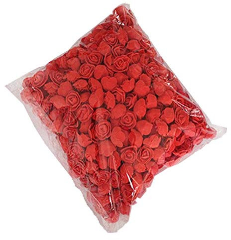 Bodhi2000 500 Stück künstliche Rosen, PE-Schaum, fühlen sich echt an, künstliche Rosen, DIY Rose Bouquet Bär Puppe Liebesform, Hochzeit Brautstrauß, Valentinstag, Rot
