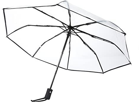 Tyenaza Trasparenti Ombrello, Ombrello Pieghevole e Portatile Ombrelli da Pioggia Trasparenti Ombrello da Donna Accessori per la Casa (Nero)