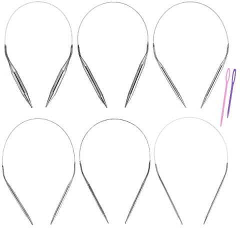 6 Stück Stricknadeln Rundstricknadeln Edelstahl Rundstricknadeln Knitting Needles Doppelspitziges Rundstricknadel Set Herstellung Stricknadeln für Socken (10 mm +8 mm+ 6 mm+ 5 mm +4 mm +3 mm)