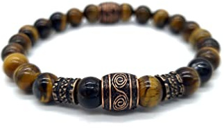 Nahle | Wikinger Armband | Tigerauge 8mm Viking Stretch- Armband | handgemachtes Perlenarmband | mit edler Schmuckschachtel