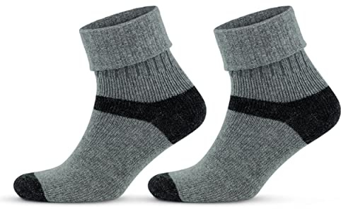 GoWith 2 Pairs Women's Alpaca Wool Turn Cuff Crew Socks | Premium cosy alpaca wool. Versatile turn-over cuff. Vibrant colours for winter warmth. Ideal 2-pair ladies' gift set.