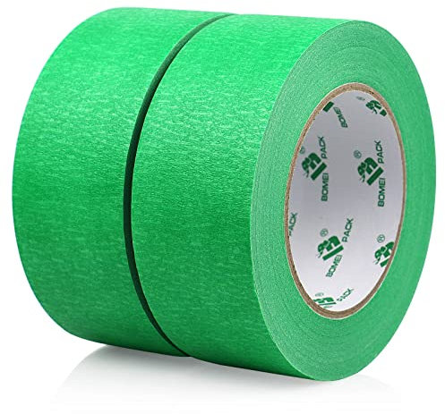 BOMEI PACK 2 Rollen grünes Malerband 48mmx50m Medium Klebeband für Malerei, Beschriftung, DIY Basteln, Dekoration und Schulprojekte