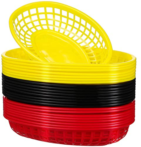 Alipis Cestini Per Fast Food 24 Pezzi Cestini Per Pane Vassoio Plastica Per Hamburger Patatine Fritte Snack Per Casa Ristorante Picnic Barbecue