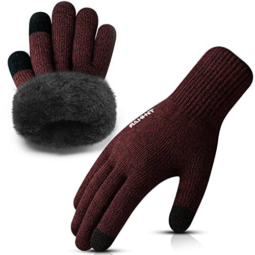 Rahhint Thermo Wolle Touchscreen Handschuhe Damen Herren Winterhandschuhe Warm für Indoor-Outdoor-Sport