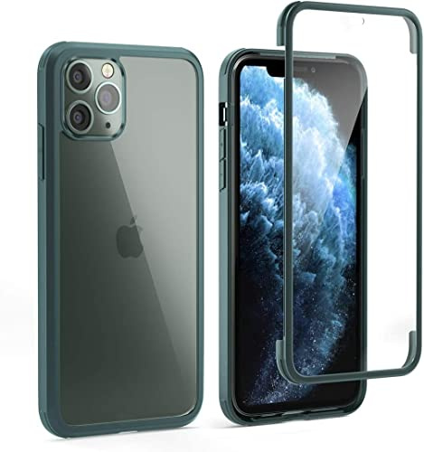 Leedia 360 Grad Hülle Kompatibel mit iPhone 11 Pro Max Hülle Ganzkörper Eingebautem Glas Displayschutz Schutzhülle Transparent Handyhülle für iPhone 11 Pro Max 6.5 Grün