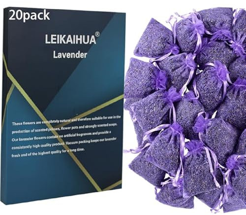 20X Lavender filled bags drawers,(7x9cm) wardrobe fresheners，lavender moth repellent for wardrobes, suitable for pillows, cars, shoe cabinets, cupboards