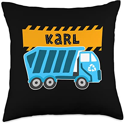 Waste Collector Dump Trash Recycling Lover Karl Trash Kids Collector Ecologist Garbage Truck Throw Pillow, 18x18, Multicolor