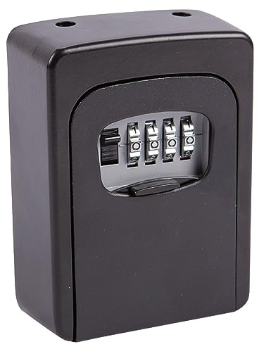1x Black Combination Key Safe with Shackle - Small Outdoor Wall-Mounted Home Storage Lock Box Security Cabinet - By Pro User