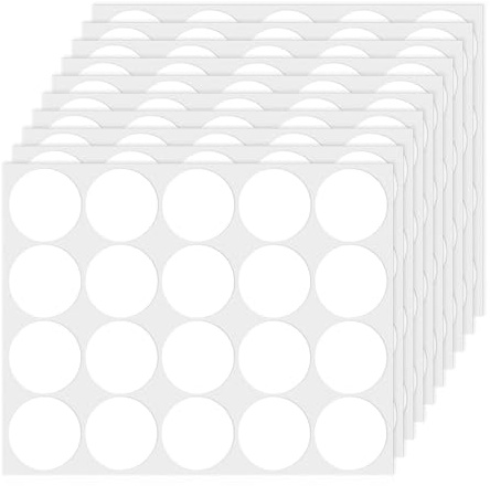 YIKIADA 200 Stück Klebepunkte 50 mm Vinyl Selbstklebende Runde Etiketten Abnehmbar Aufkleber Wasserdicht Punktaufkleber Weiß