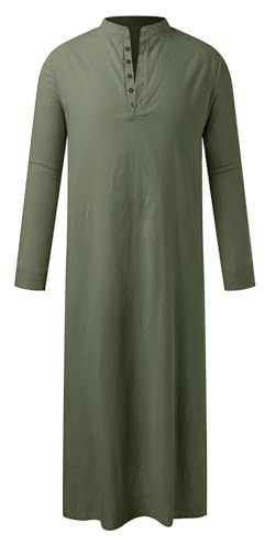 RUMAOZIA Arabische Kleidung Herren Muslim Kaftan Abaya Herren Gewand Robe Crew Stehkragen Thobe Arabisch Gebet Eid Kleidung Islamische Kleidung Aus Dem Nahen Osten Gebetskleidung für Männer