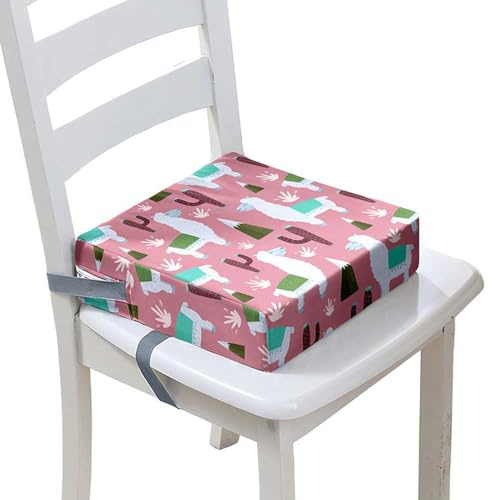 FANSU Kinder Sitzkissen Sitzerhöhung Stuhl, Alpaka Druck Baby Kind Sitzkissen Quadrat Zerlegbar Kleinkinder Esszimmerstuhl ErhöHen Pad Esszimmer Boostersitze (Rot,40x40x10cm)
