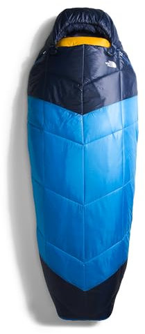 The North Face One Bag 5F / -15C 3-in-1 Isolierter Schlafsack | wasserabweisend, Heatseeker & 800 Fill Down Isolierung, inklusive Kompressionssack, Super Sonic Blue/Arrowwood Yellow-NPF, Regular