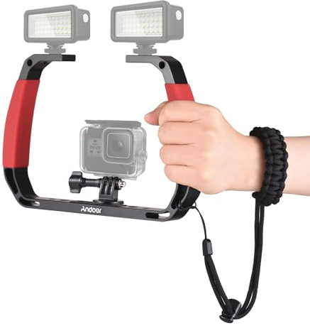 Andoer Soporte Estabilizador Sumergible, Estabilizador de Mano para cámara de acción con Soportes para Zapatos fríos Correa Compatible con GoPro Hero 12/11/10, dji Osmo Action 4/3/2, Insta360