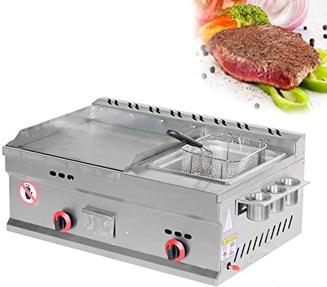 Plancha De Gas Propano Comercial Plancha De Hierro Encimera Plancha Comercial De Gas Propano Con Control Manual Y Un Quemador, Se Transporta Fácilmente Y Puede Cocinar Para Volúmenes Medianos A Alto