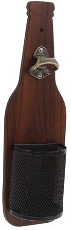 PRETYZOOM Abrebotellas De Cerveza De Madera con Recogedor De Decorativo y De Instalar para Bares y Cocinas