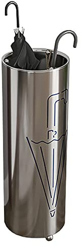 Regenschirmfass Regenschirmständer Silber Metall Regenschirmständer Mit Haken, Türeingang Wallside Foyer Runde Regenschirmständer, 58Cm Hoher Hohler Regenschirmhalter/Kleine Größe