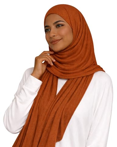 HENKi 100% Baumwolle Cotton Hijab Jersey Kopftuch Frauen Premium (Herbst Braun #23)